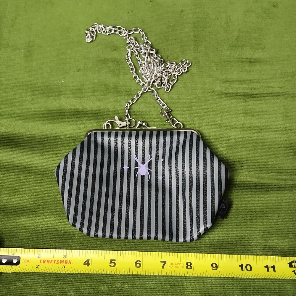 Striped Black and Gray Women's Bag With Spider